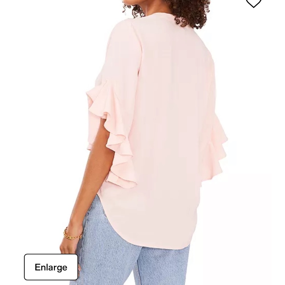 Vince Camuto ruffle pink blouse size small